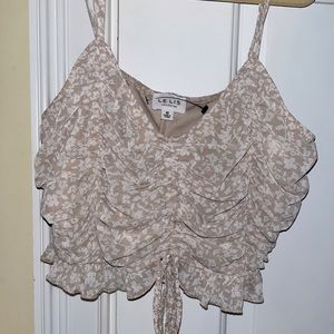 Flowy light brown and creme top-boutique